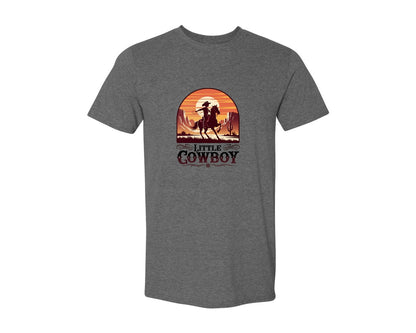 brand:Generic|color:Heather Dark Grey|Little Cowboy Western Horse Riding 2 Graphic T-Shirt