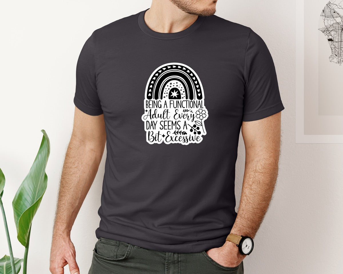 brand:Bella Canvas|color:Heather Dark Grey|Funny Quotes Sarcastic Sticker Graphic T-Shirt