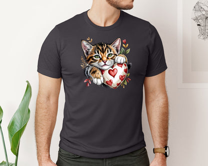 brand:Bella Canvas|color:Heather Dark Grey|Sweet Cat Art Kitten Pet Lover Graphic T-Shirt