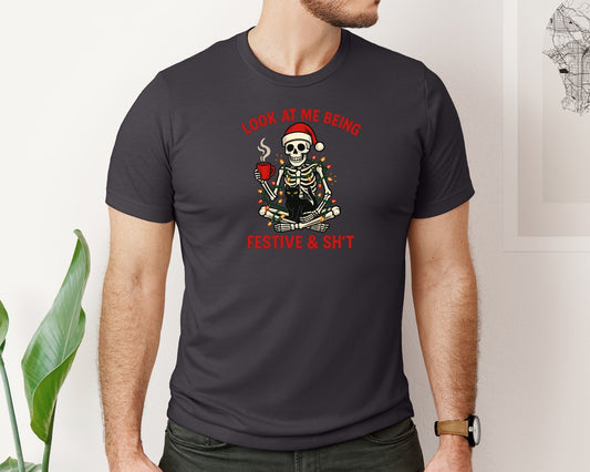 Funny Christmas Snarky Skeleton 11 Graphic T-Shirt