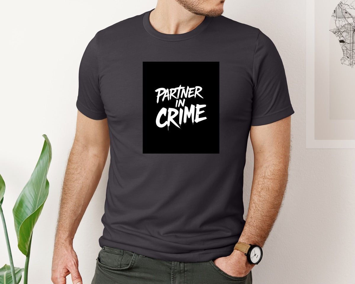 brand:Bella Canvas|color:Heather Dark Grey|Partner In Crime T Shirt Design Graphic T-Shirt