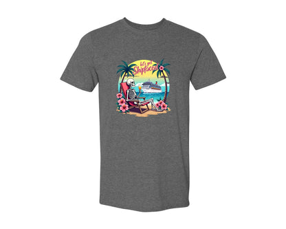 brand:Generic|color:Heather Dark Grey|Cruise Lets Get Shipfaced Graphic T-Shirt