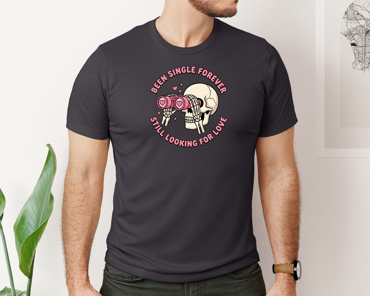 brand:Bella Canvas|color:Heather Dark Grey|Funny Skeleton Valentine 6 Graphic T-Shirt