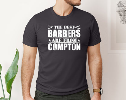 brand:Bella Canvas|color:Heather Dark Grey|The Best Barber Are From Compton Tshirt Graphic T-Shirt