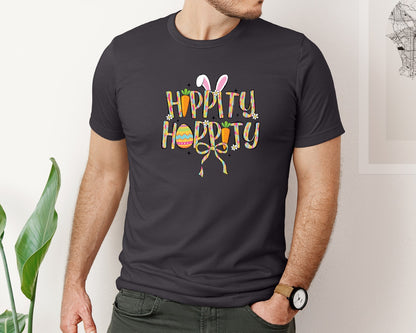 brand:Bella Canvas|color:Heather Dark Grey|Hippity Hoppity Easter 2 Graphic T-Shirt