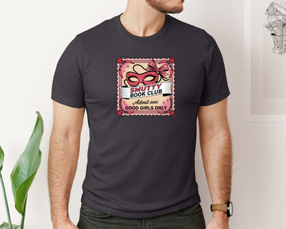 brand:Bella Canvas|color:Heather Dark Grey|Smutty Book Club Stamp Design Graphic T-Shirt