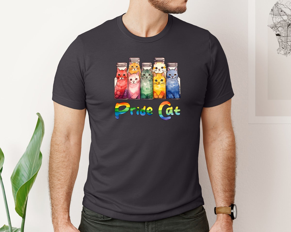brand:Bella Canvas|color:Heather Dark Grey|Lgbt Cute Cartoon Design Graphic T-Shirt