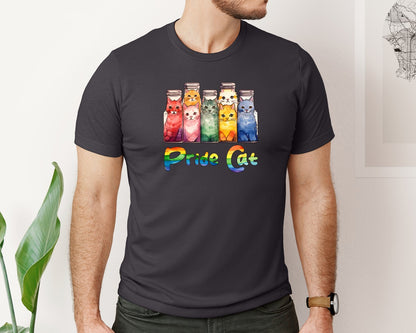 brand:Bella Canvas|color:Heather Dark Grey|Lgbt Cute Cartoon Design Graphic T-Shirt