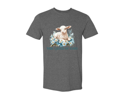 brand:Generic|color:Heather Dark Grey|Easter Lamb Of God Christian Graphic T-Shirt