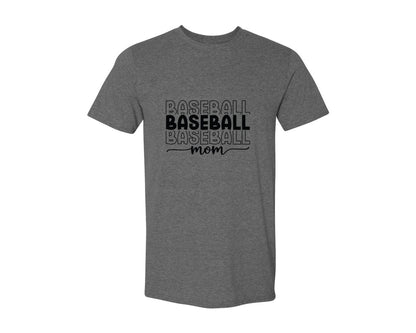 brand:Generic|color:Heather Dark Grey|Baseball Mom Baseball Mom 3 Graphic T-Shirt