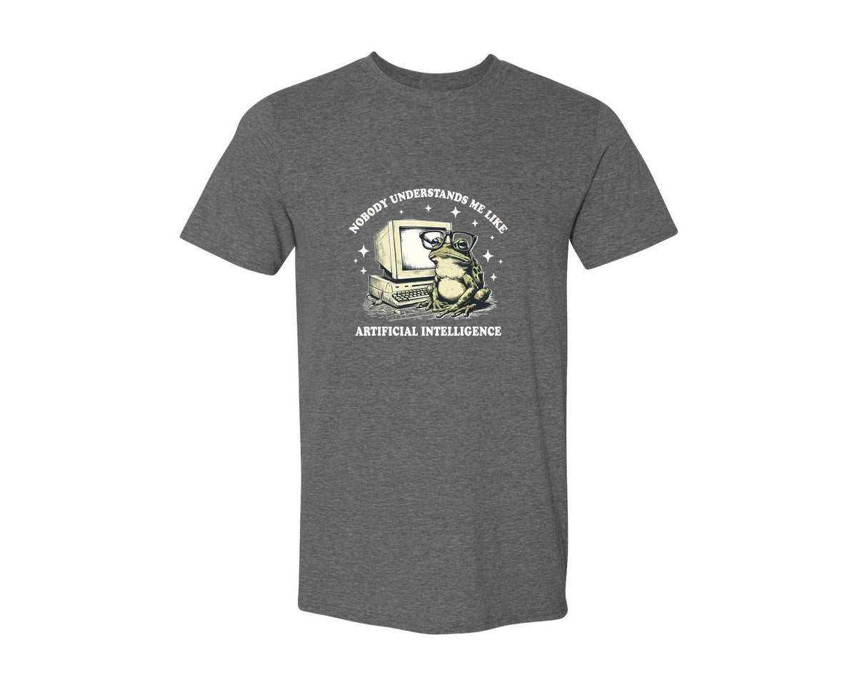 brand:Generic|color:Heather Dark Grey|Nobody Understands Me Like Ai Frog Shirt Graphic T-Shirt