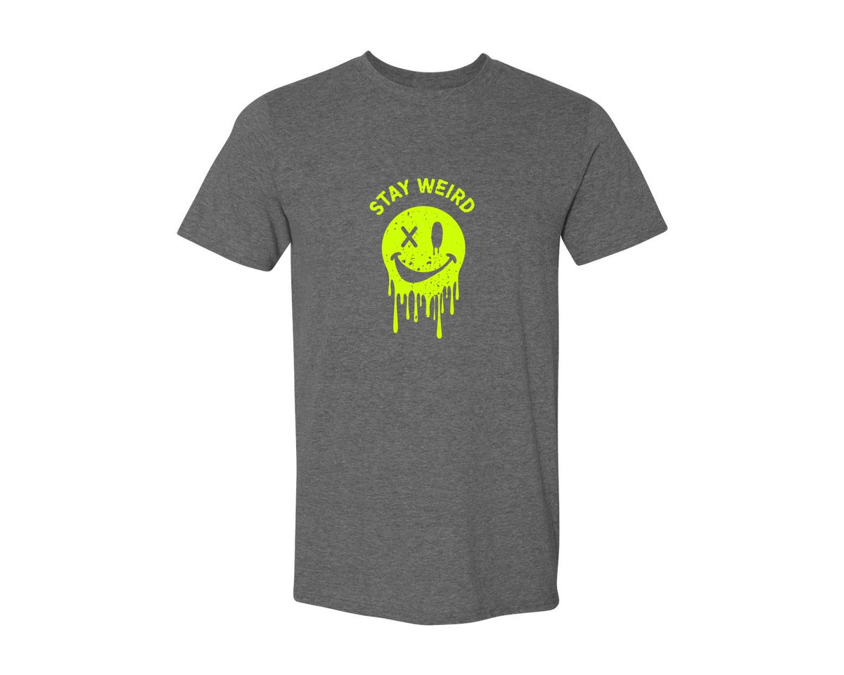 brand:Generic|color:Heather Dark Grey|Stay Weird Be Yourself Rebellious Spirit Graphic T-Shirt