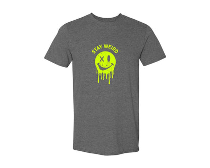 brand:Generic|color:Heather Dark Grey|Stay Weird Be Yourself Rebellious Spirit Graphic T-Shirt