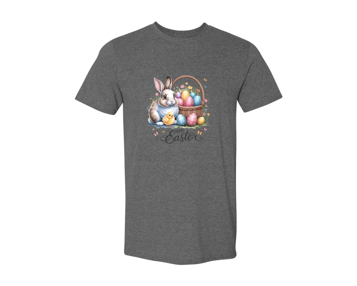 brand:Generic|color:Heather Dark Grey|Happy Easter Bunny Eggs 5 Graphic T-Shirt