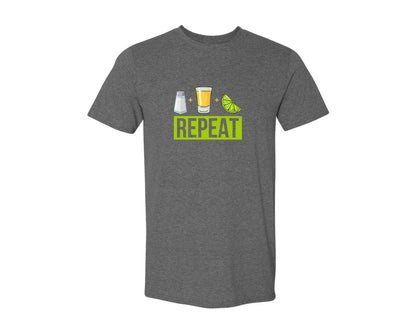 brand:Generic|color:Heather Dark Grey|Salt Tequila Lime Repeat Graphic T-Shirt