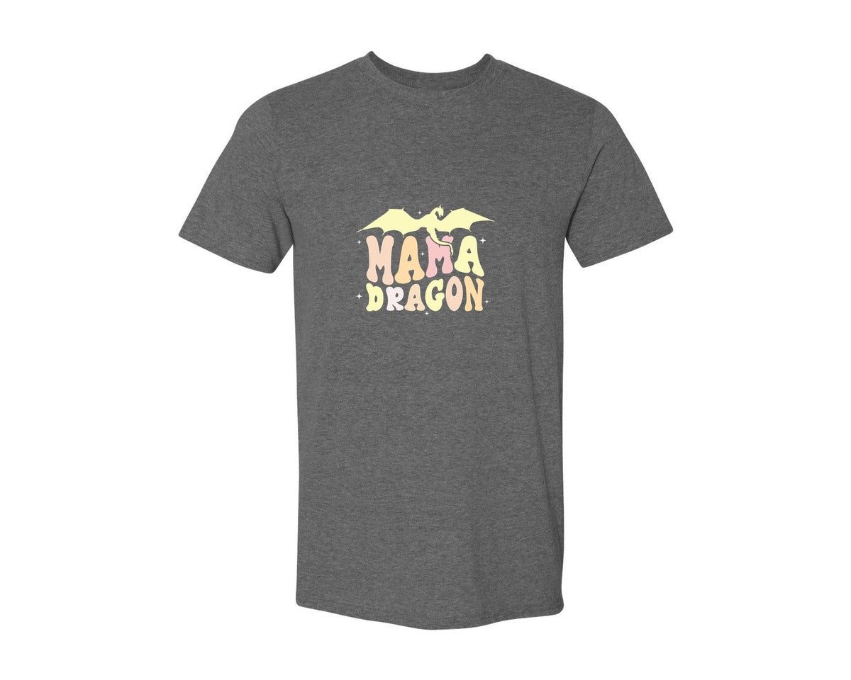 brand:Generic|color:Heather Dark Grey|Mama Dragons Mothers Day Design Graphic T-Shirt