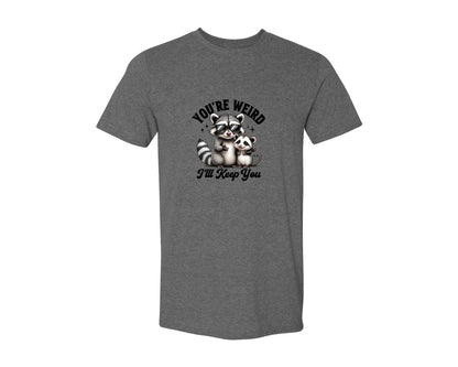 brand:Generic|color:Heather Dark Grey|Funny Sarcastic Raccoon Possum Weird Graphic T-Shirt