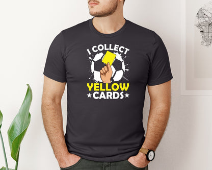 brand:Bella Canvas|color:Heather Dark Grey|I Collect Yellow Cards Soccer T Shirt Graphic T-Shirt