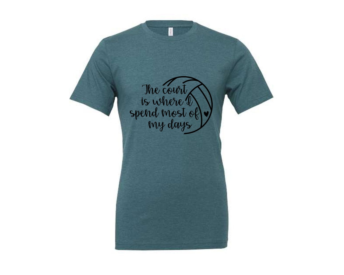 brand:Generic|color:Heather Deep Teal|Volleyball Mom 24 Graphic T-Shirt