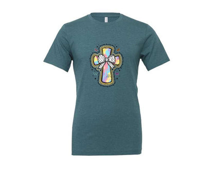 brand:Generic|color:Heather Deep Teal|Christian Easte Coquette Graphic T-Shirt