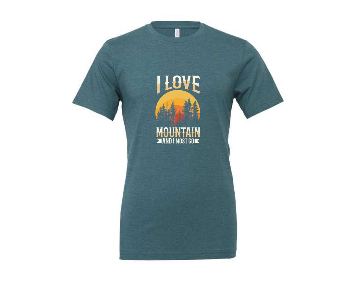 brand:Generic|color:Heather Deep Teal|Wild Life Experience Mountain Hiking Tee 3 Graphic T-Shirt