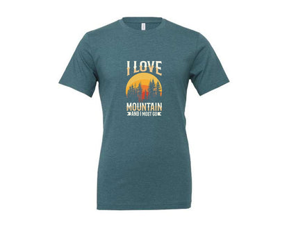 brand:Generic|color:Heather Deep Teal|Wild Life Experience Mountain Hiking Tee 3 Graphic T-Shirt