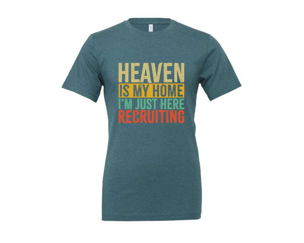 brand:Generic|color:Heather Deep Teal|Heaven Is My Home Christian Religious 2 Graphic T-Shirt
