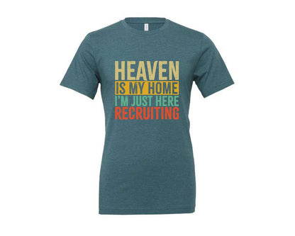 brand:Generic|color:Heather Deep Teal|Heaven Is My Home Christian Religious 2 Graphic T-Shirt