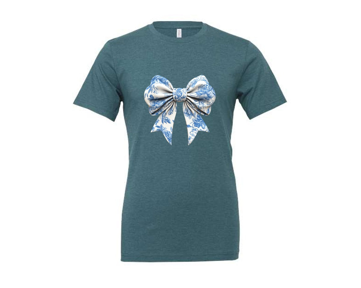 brand:Generic|color:Heather Deep Teal|Bow Bow T Shirt Design Graphic T-Shirt