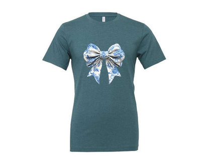 brand:Generic|color:Heather Deep Teal|Bow Bow T Shirt Design Graphic T-Shirt