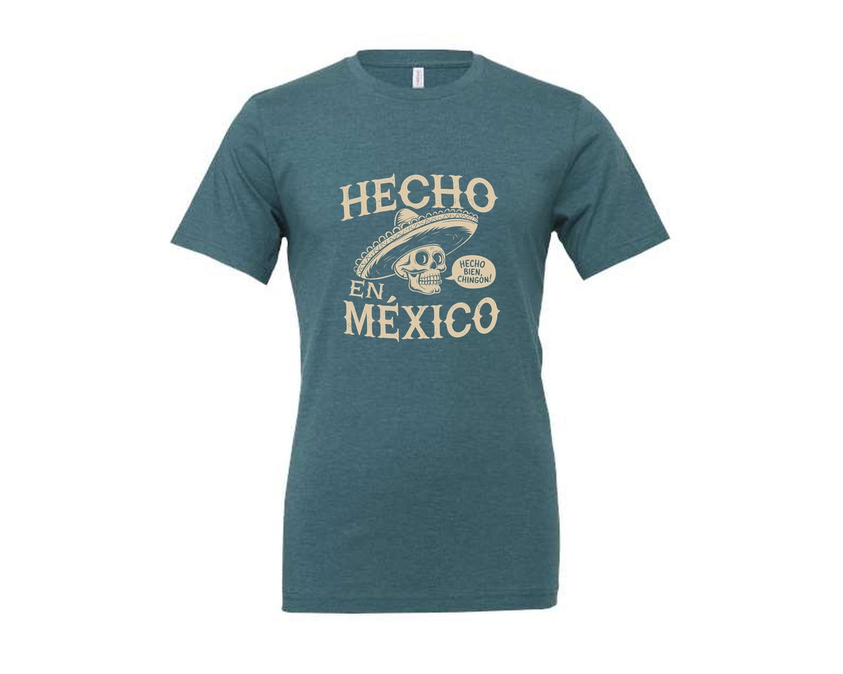 brand:Generic|color:Heather Deep Teal|Hecho En Mexico Mexican Chicano Pride Graphic T-Shirt