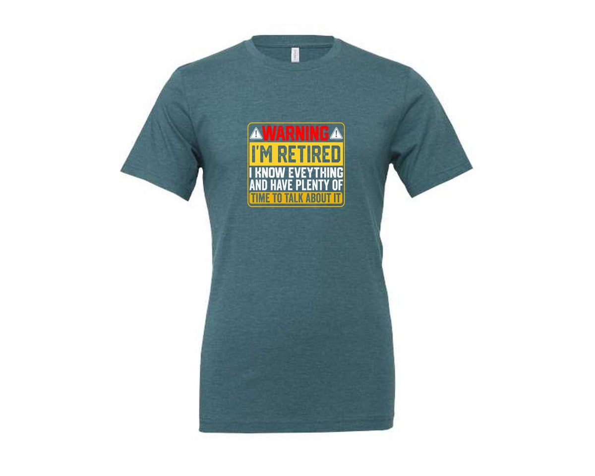 brand:Generic|color:Heather Deep Teal|Warning Im Retired Career T Shirt Graphic T-Shirt