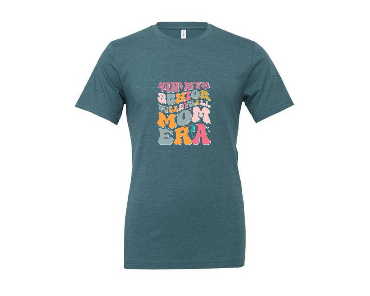 brand:Generic|color:Heather Deep Teal|In My Senior Volleyball Mom Era Graphic T-Shirt