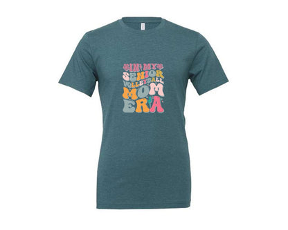 brand:Generic|color:Heather Deep Teal|In My Senior Volleyball Mom Era Graphic T-Shirt