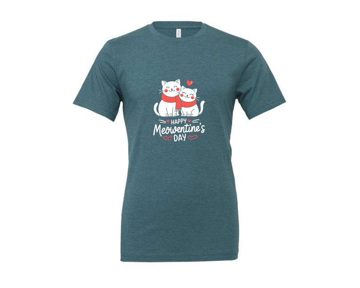 brand:Generic|color:Heather Deep Teal|Happy Meowentines Day T Shirt Design 2 Graphic T-Shirt