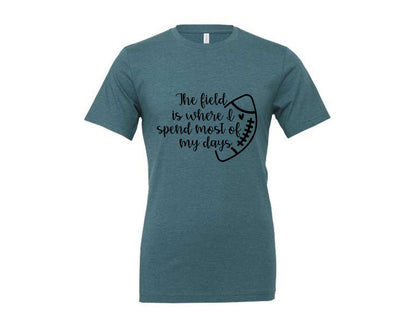 brand:Generic|color:Heather Deep Teal|Football Mom 103 Graphic T-Shirt
