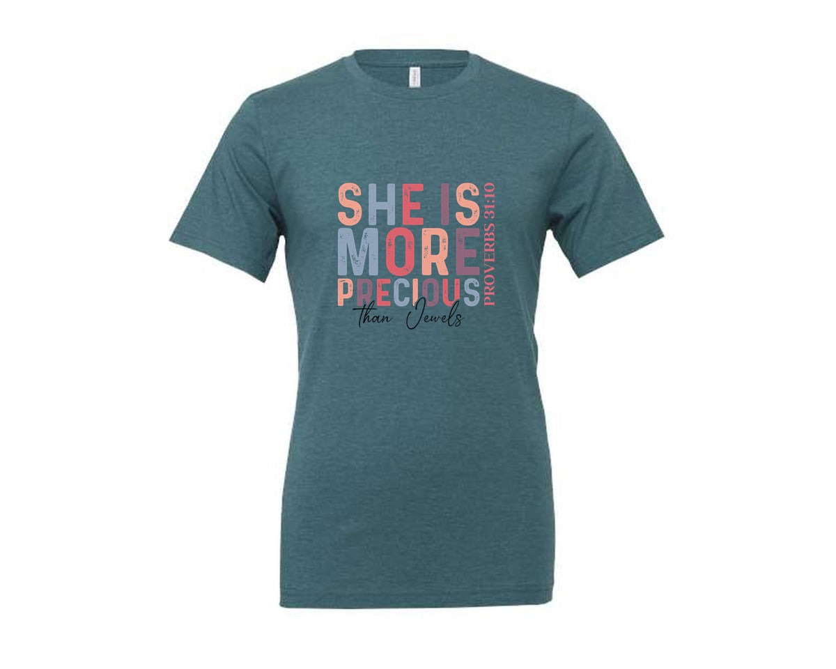 brand:Generic|color:Heather Deep Teal|Christian Quotes Mom Bible Verse Graphic T-Shirt