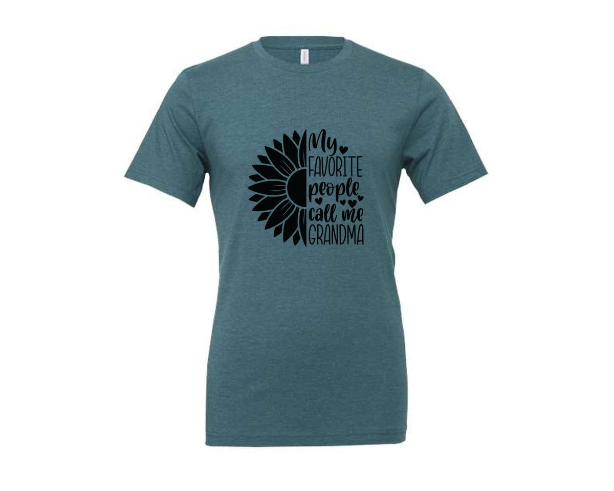 brand:Generic|color:Heather Deep Teal|Grandma Sunflower Grandma Graphic T-Shirt