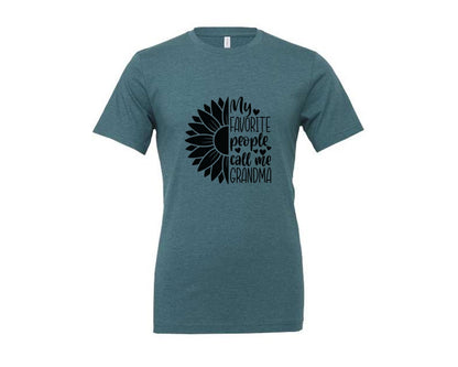 brand:Generic|color:Heather Deep Teal|Grandma Sunflower Grandma Graphic T-Shirt