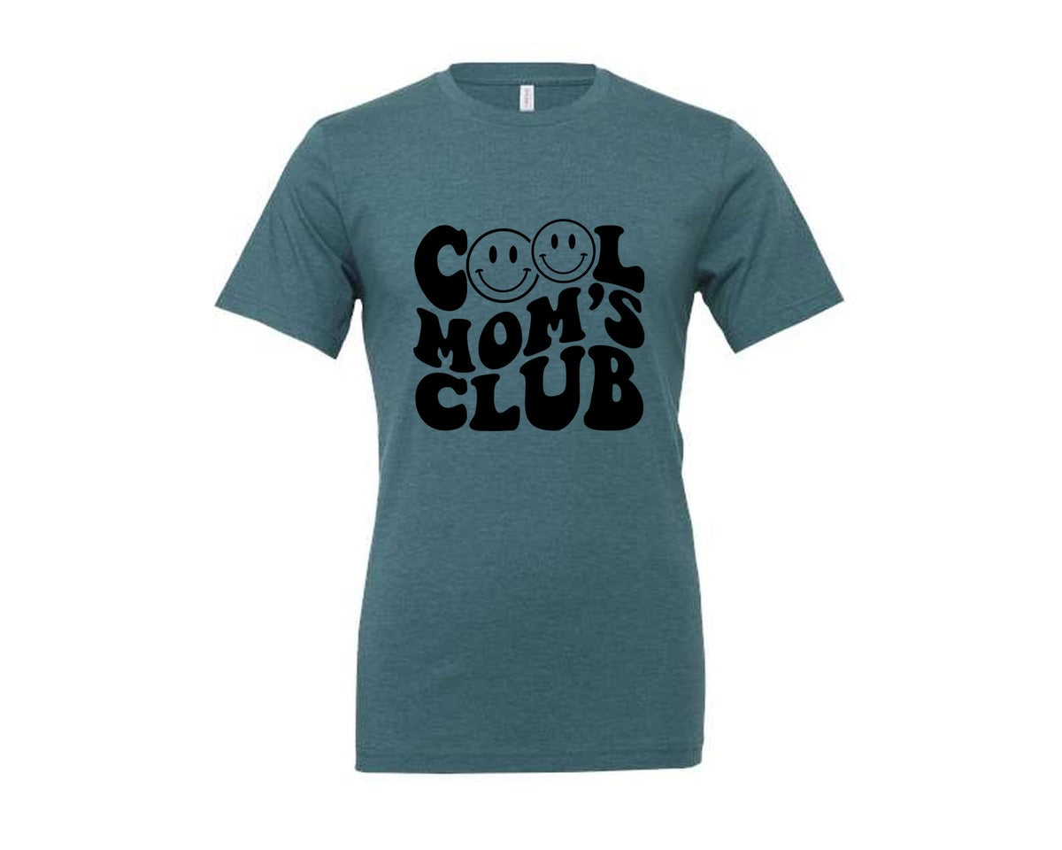 brand:Generic|color:Heather Deep Teal|Cool Moms Club Wavy 2 Graphic T-Shirt