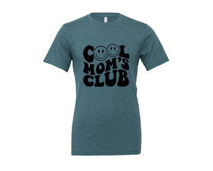 brand:Generic|color:Heather Deep Teal|Cool Moms Club Wavy 2 Graphic T-Shirt