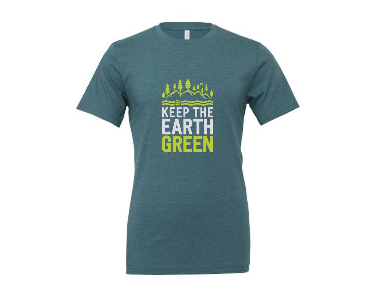 brand:Generic|color:Heather Deep Teal|Keep The Earth Green Environment Cute Graphic T-Shirt