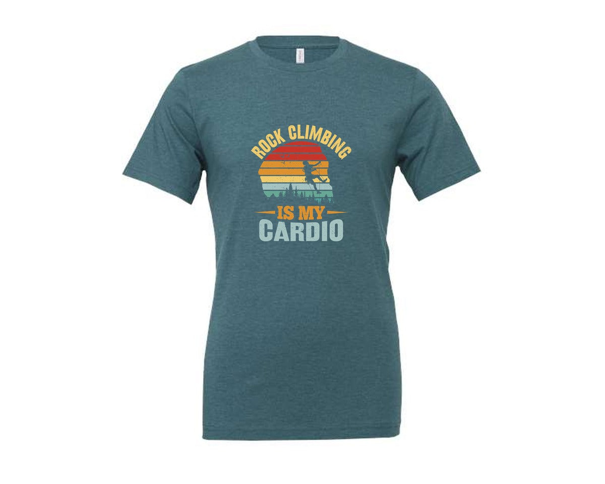 brand:Generic|color:Heather Deep Teal|Rock Climbing Graphic Graphic T-Shirt
