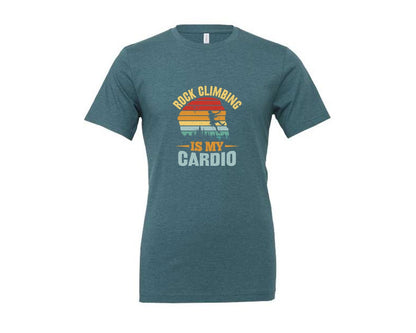 brand:Generic|color:Heather Deep Teal|Rock Climbing Graphic Graphic T-Shirt
