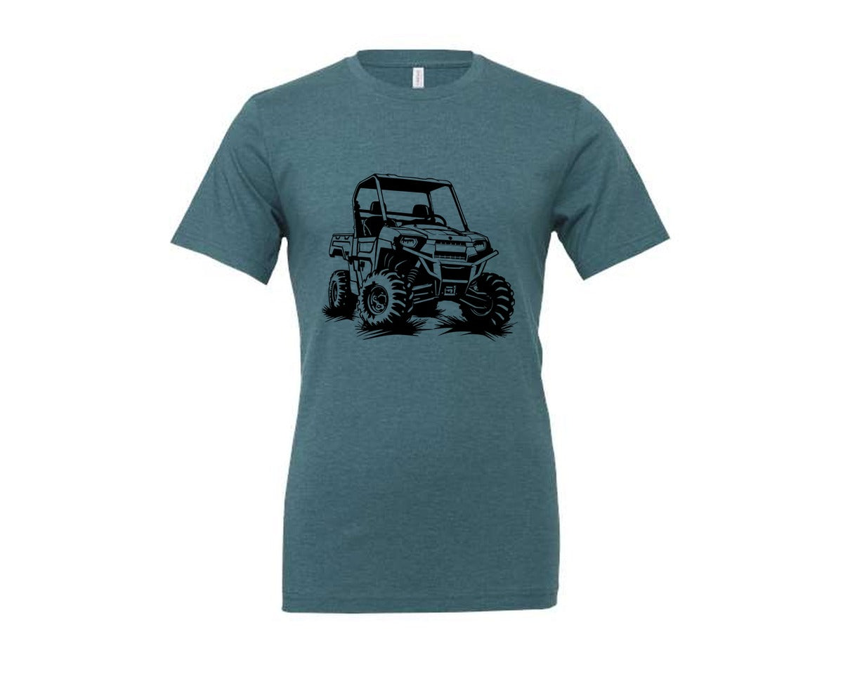 brand:Generic|color:Heather Deep Teal|Atv Atv Riding Graphic T-Shirt
