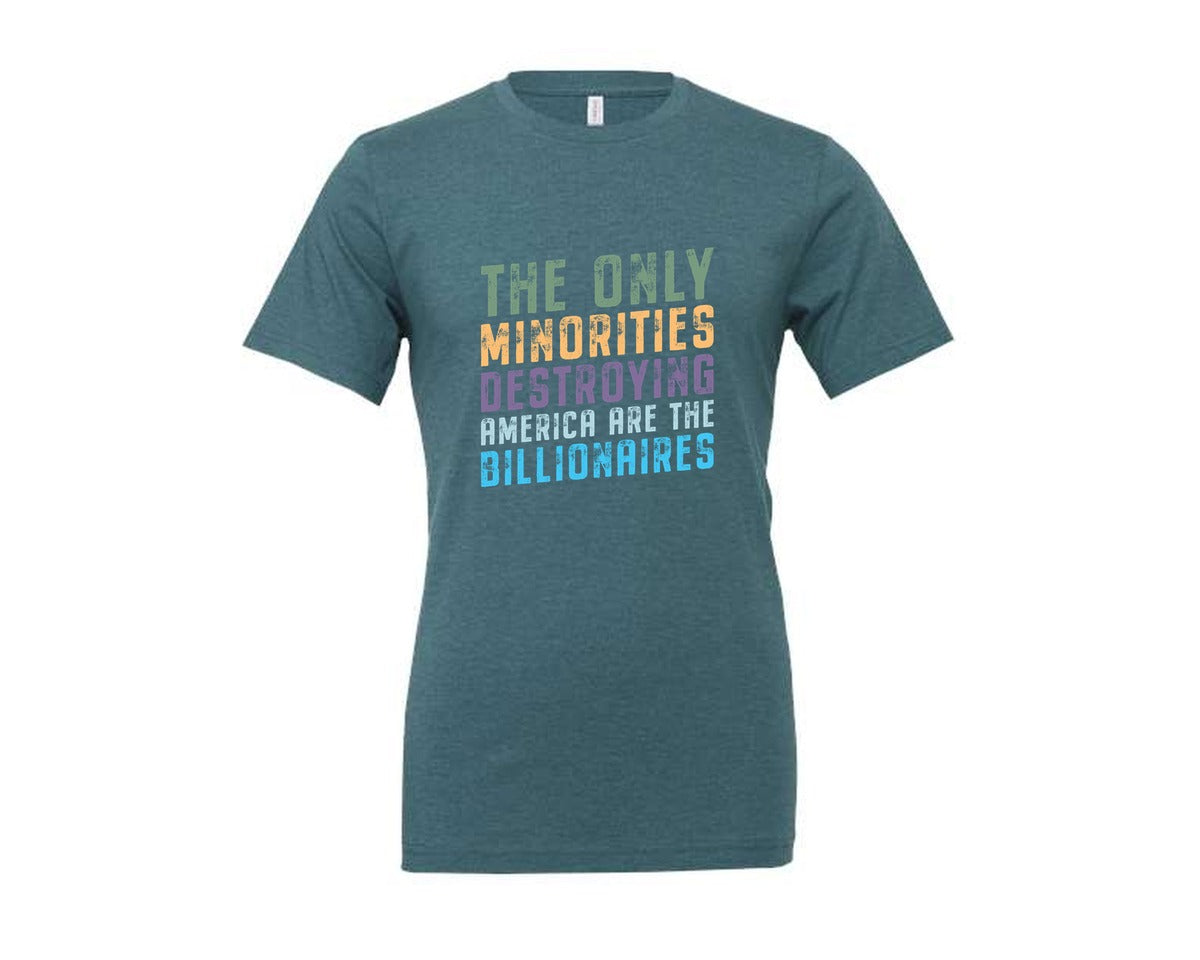 brand:Generic|color:Heather Deep Teal|The Only Minorities Destroying America F Graphic T-Shirt