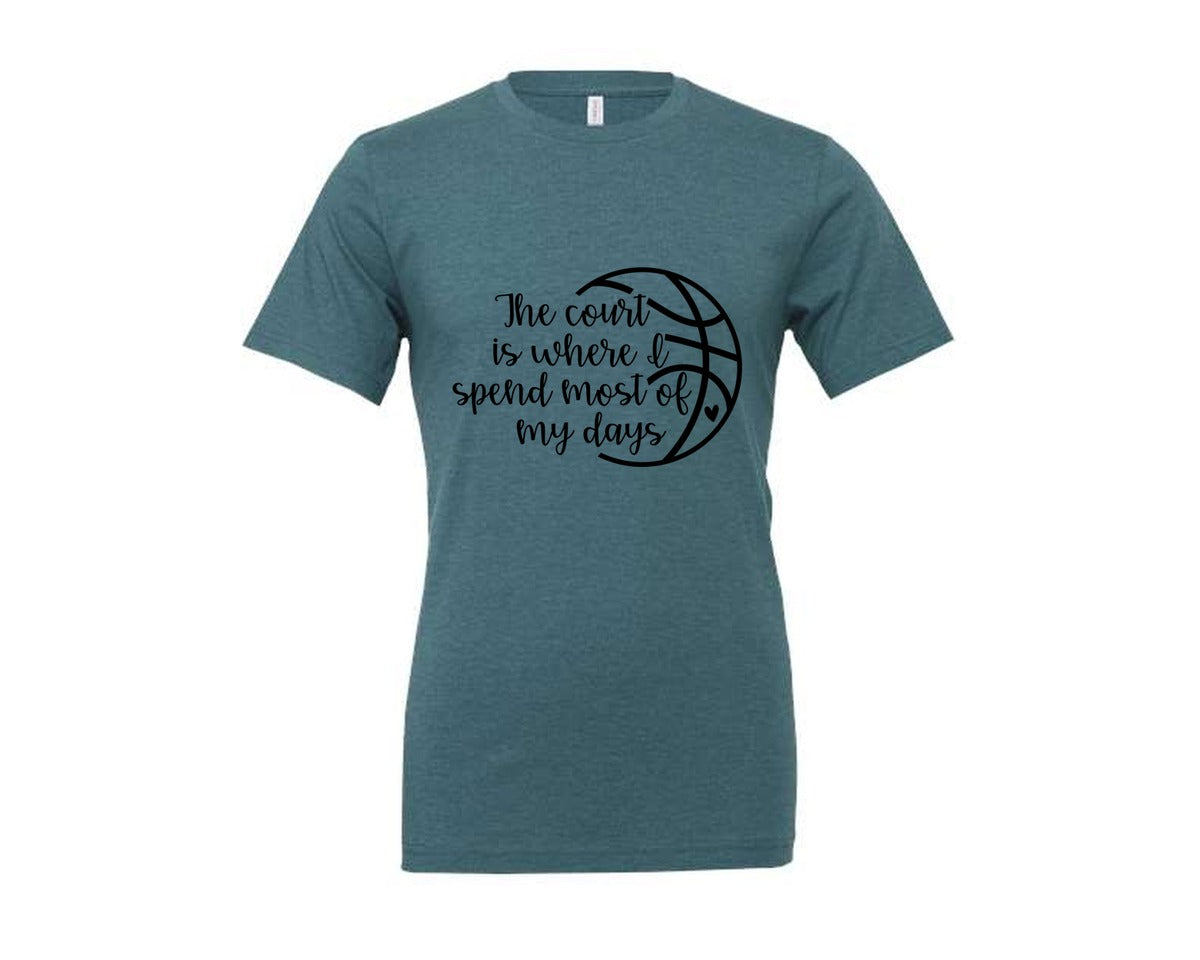 brand:Generic|color:Heather Deep Teal|Basketball Mom 80 Graphic T-Shirt