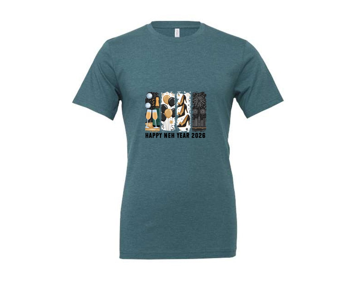 brand:Generic|color:Heather Deep Teal|New Year New Years 2026 Graphic T-Shirt