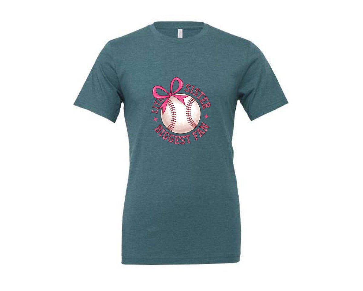 brand:Generic|color:Heather Deep Teal|Baseball Sister Little Sister Graphic T-Shirt
