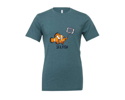 brand:Generic|color:Heather Deep Teal|Selfish Clownfish Funny Fish Design Graphic T-Shirt